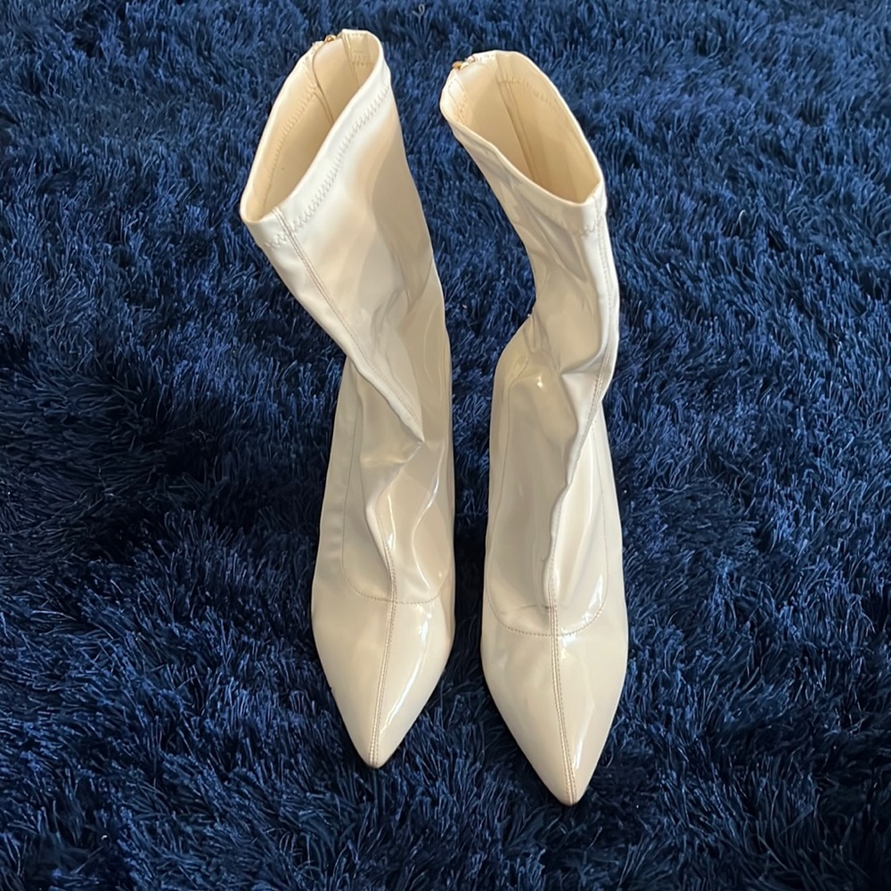 White leather booties